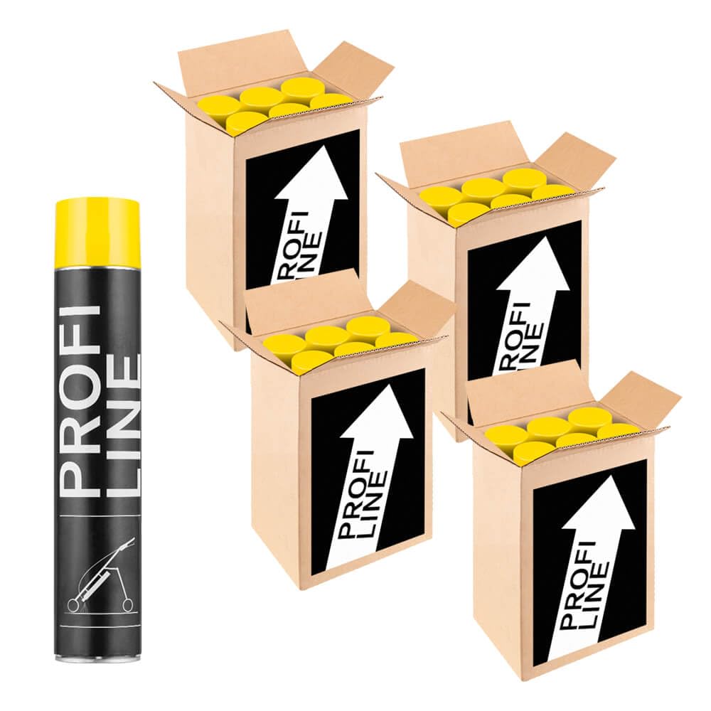 24 Dosen Bodenmarkierfarbe PROFILINE, gelb, 750 ml Spraydose, Art.-Nr. 38418 | Bodenmarkierungsfarbe | Straßenmarkierungsfarbe | Markierungsspray