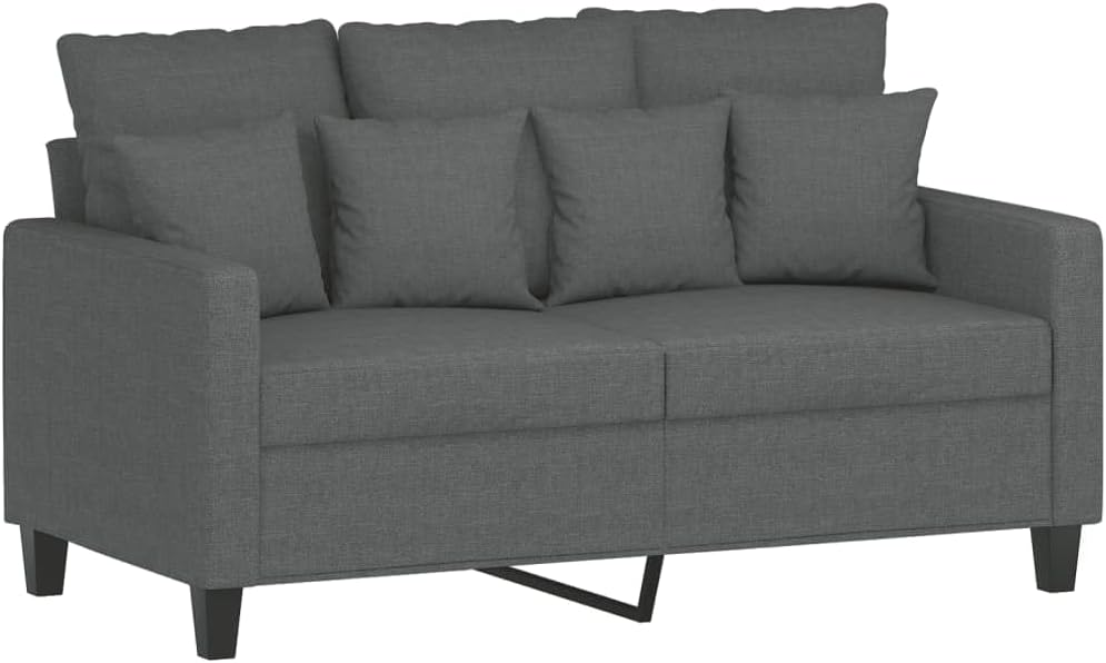 2-Seater Sofa Dark Grey Fabric (100% Polyester) Living Room Furniture