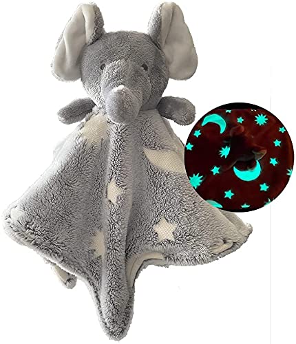 Loveys for Babies Girls - Baby Stuffed Animals for Newborn Boy - Grey Polyester Baby Security Blanket Stuffed Elephant for Baby Glows in The Dark…