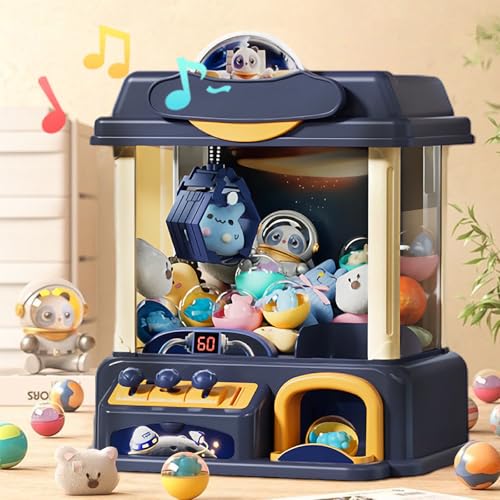 クレーンゲーム UFOキャッチャー 本体 家庭用 ご褒美 コスパよい コイン付 ぬいぐるみ付 景品付 【音楽演出・照明付き】 電池式/USB充電 人気 室内 パーティー 親子ゲーム ユーフォーキャッチャー おもちゃ 壊れにくい 卓上玩具 子供の日 プレゼント 子供向け 操作説明書付 (パンダモデル/ブルー)