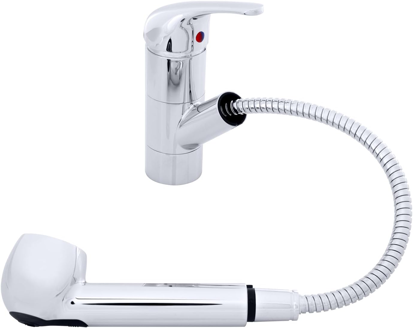 AMBASSADOR MARINE- Universal/Pacifica™ Galley (Kitchen) Faucet- Pull-Out Kitchen Sprayer & 6' Stainless Steel Hose, Pull-Out Faucet (Hot/Cold Mixer) Chrome for Boat/RV/Camper- 132-0031-CP-W