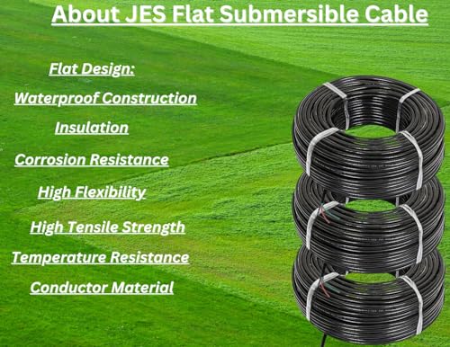 Image of 3 Core Flat Submersible Copper Cable 2.5 Sq Mm 100 Meter 1100 Volt Black Electrical Wire for Borewell Water Pump Motor Installation Agricultural Irrigation Residential Commercial Power Transmission