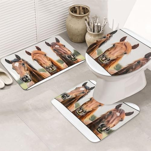 Alfombrilla de baño de microfibra antideslizante lavable a máquina con bonito diseño de caballos 2