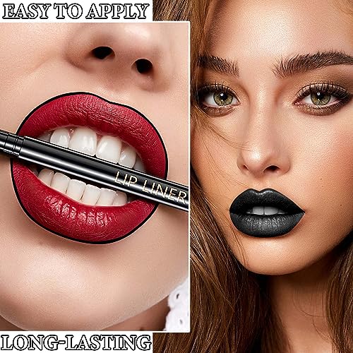 Duozeng 3 Pcs Lip Liner And Lipstick Set,Waterproof Black Matte Liquid Lipstick Lip Liner,Long Lasting Lip Gloss Halloween Gothic Makeup Set,Matte Lipstick Velvet Nude Lip Gloss Stain Lipgloss Makeup thumb #4