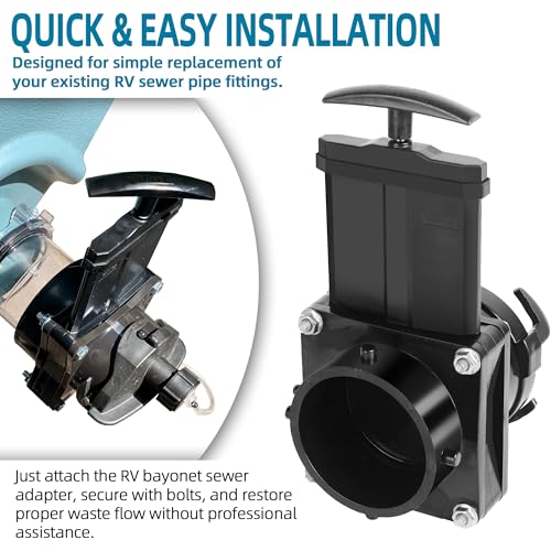 Image of TonGass 3-Inch RV Waste Valve Body with Handle, Mess-Free Water Valve | Heavy-Duty Camper Sewer Pipe Fitting, Durable RV Sewer Valve Replacement for Camper, Trailer, and Motorhome