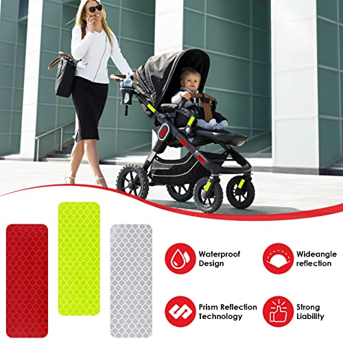 Image of Abeillo 24 Pieces Safety Reflective Stickers, Warning Reflective Stickers Stick-on Car Reflector Sticker Waterproof Reflective Tape Stickers for Vehicle, Bicycles, Motorcycles, 1.18 x 3.25 Inch