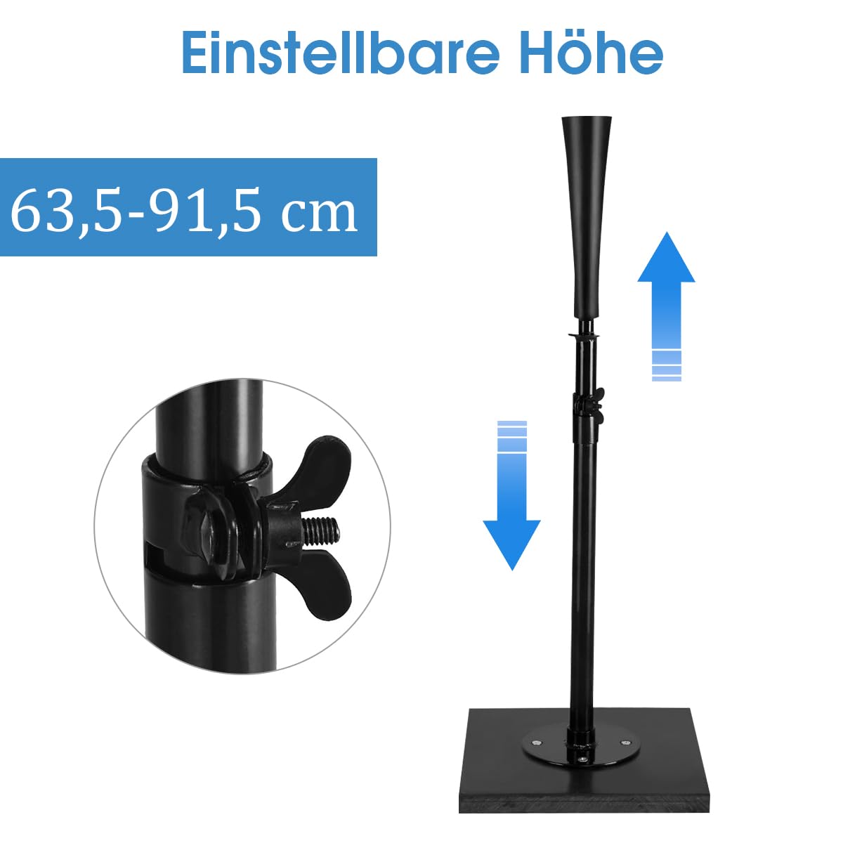 GYMAX Batting Tee höhenverstellbar, Schlaghilfe mit Gummideckel & Stabiler PP-Basis, Baseball Schlag T-Stück für Baseball- & Softball-Training