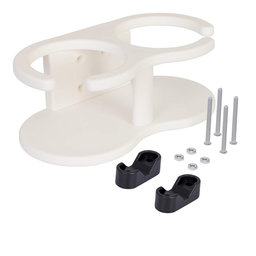 White Water 56202C White Nylon Double Rail-Mounted Cup Holder for Horizontal Or Vertical Rail