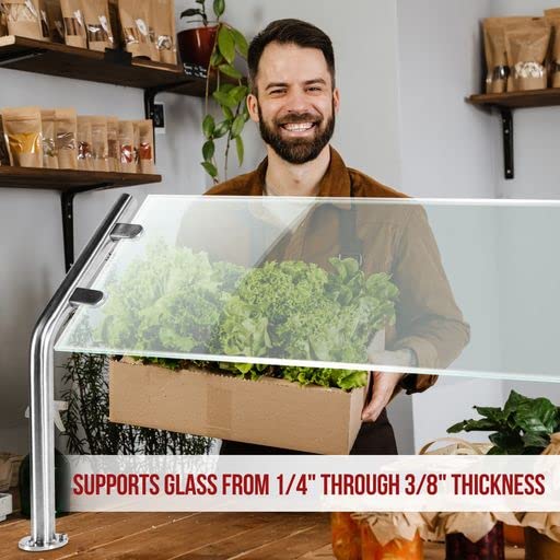 Sylvan Sneeze Guard - Buffet Food Guard & Customer Sneeze Shield Support Brackets - 2 Stainless Steel Posts