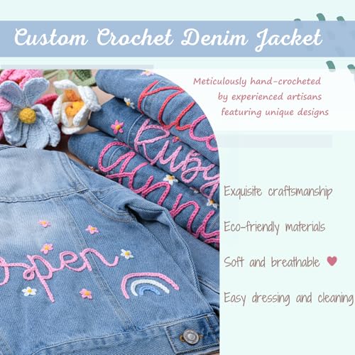 Personalized Girls Denim Jacket with Name, Custom Embroidered 0-3 Year Old Girl Boy Jean Jacket, Baby Birthday Gift2