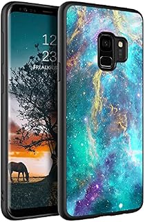 DOMAVER Samsung S9 Phone Case Slim Fit Glow in The Dark Hybrid Hard PC Soft TPU Bumper Shockproof Drop Protective Girls Women Men Cover for Samsung Galaxy S9 5.8", Green Nebula