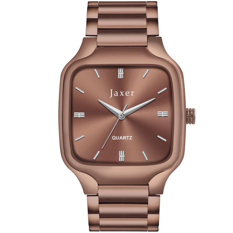 Jaxer Coffee Brown Square Dial Analog Wrist Watch for Men - JXRM2183 (B0DFWG269Y) Amazon Price History, Amazon Price Tracker