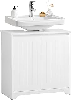 Under Sink Cabinet Bathroom Cabinet Storage Kitchen Cabinet خزانة مطبخOrganizer Vanity Unit Wash Basin مغسلة حمام with 2 Doors,Suitable for Pedestal Sinks,Washroom,Kitchen,BZR108-II-W