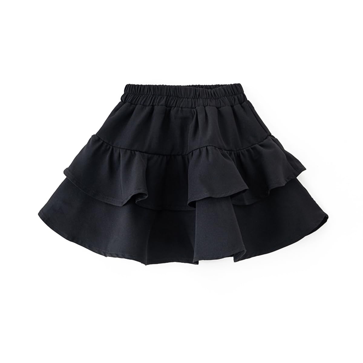 Citridarll Girls Black Summer Flowy Mini Skorts Skirts High Waist Ruffle Tiered Casual Cute Boho Beach Short Skirts Built-In Shorts,11-12 Years,