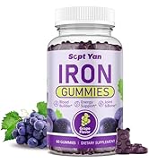 SEPT YAN Iron Gummies for Women and Men, Iron Gummies with Folate, Vitamin B12, Zinc &amp; D3 for Blo...