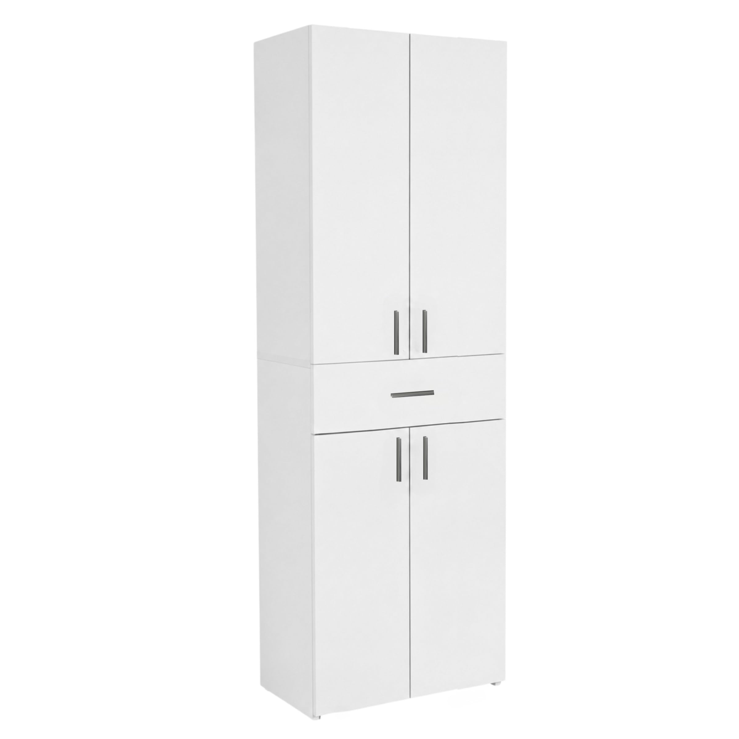Columna de Baño con Cajón y 4 Puertas, Blanco | Mueble de Baño Estrecho, Armario de Almacenamiento, Mueble Una estantería Ideal también para el salón y la Cocina