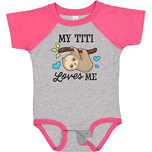inktastic My Titi Loves Me with Sloth and Hearts Baby Bodysuit