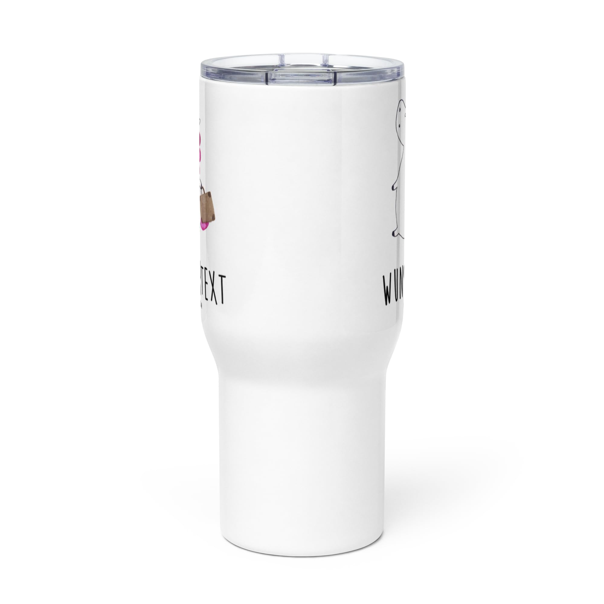 Mr. & Mrs. Panda Personalisierter XXL Thermobecher Einhorn Koffer - Personalisierte Geschenke, PersonalisierteXL Reisetasse, Erwachsen, Reisebecher, Unicorn, XL, Einhörner, Gepäck