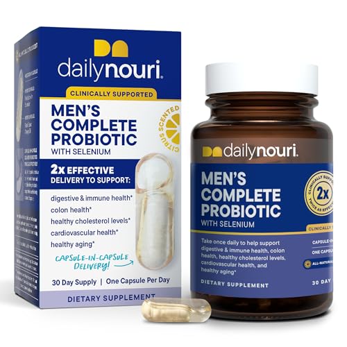 Image of Daily Nouri Probiotics for Men | Men's Vitality, Gut Microbiome & Colon Health Support | 5 Clinically Studied Strains + Selenium & Vegan Omega | 30-Day Supply