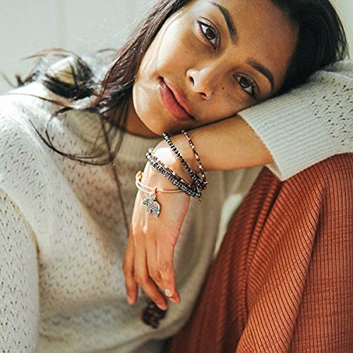 Alex and Ani Path of Symbols Expandable Bangle for Women, Elephant Charm, Two-Tone Finish, 2 to 3.5 in3