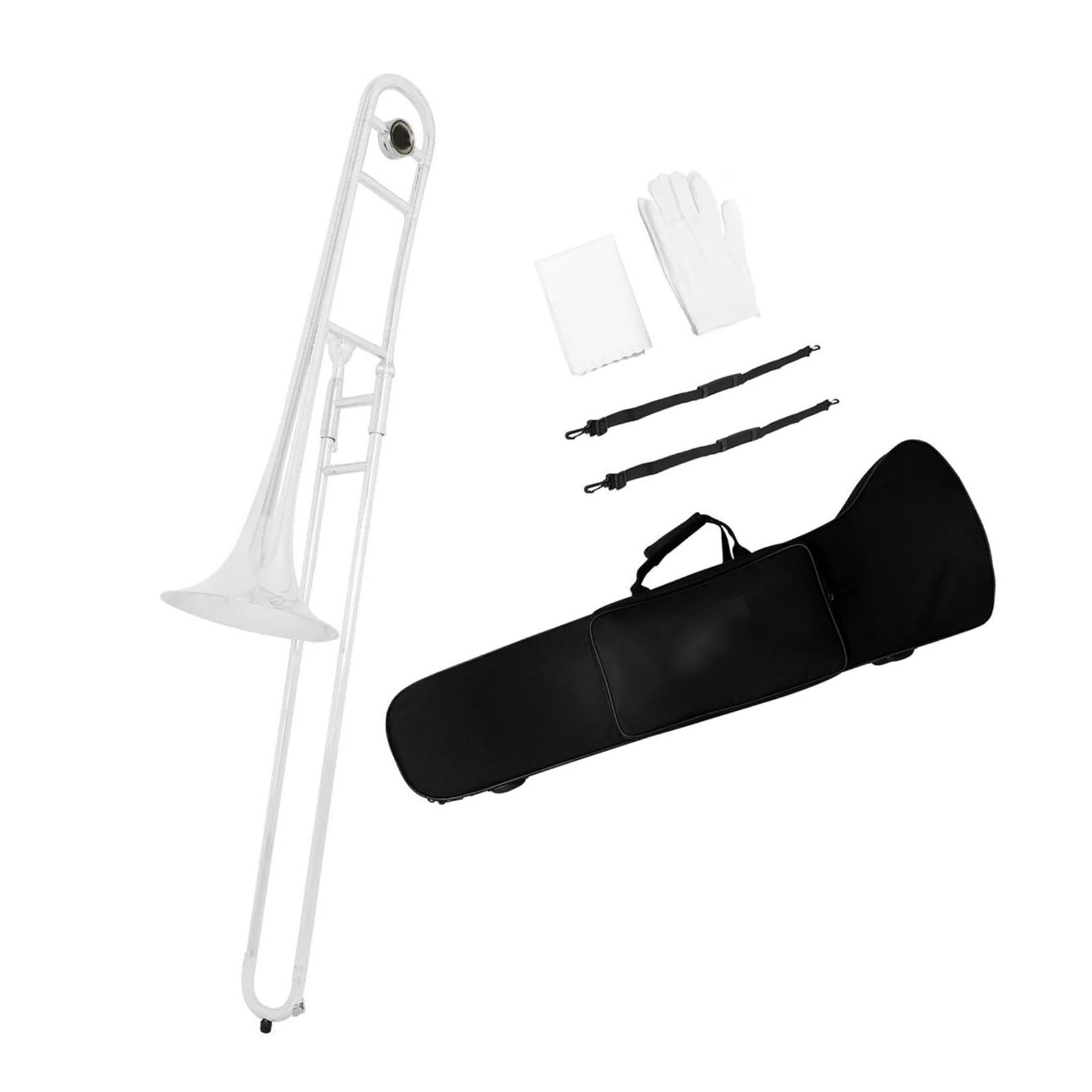 Trombón Alto En Sib Instrumento De Viento Profesional De Latón Plateado Con Estuche Boquilla Y Guantes