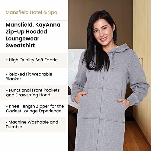 Mansfield, KayAnna Full-Length Zip-Up Hooded Loungewear Sweatshirt, Relaxed Fit Wearable Blanket, Grey4