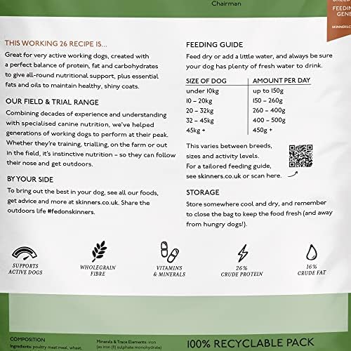 Skinners Field & Trial Working 26, 2.5kg  Complete Dry Adult Dog Food, For Active Dogs, Greedy Eaters, High Energy