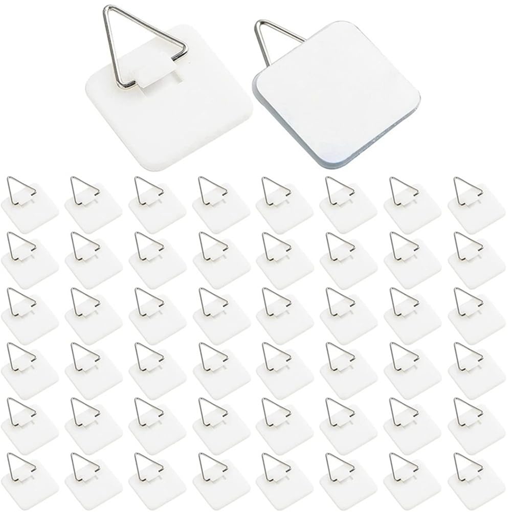 CTRLZS 50PCS Plate Hangers for the Wall Plate Holder Hooks for Decorative Plates 1.3 Inch Sticky Adhesive