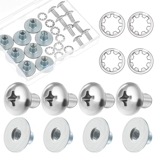 Landhoow 4 Sets Football Backplate Screws Chicago Screws Football Back Plate Hardware Include Truss Head Slotted Fasteners Washers Gaskets for Unisex Adult Size Youth Size Backplates (Round Sliver)