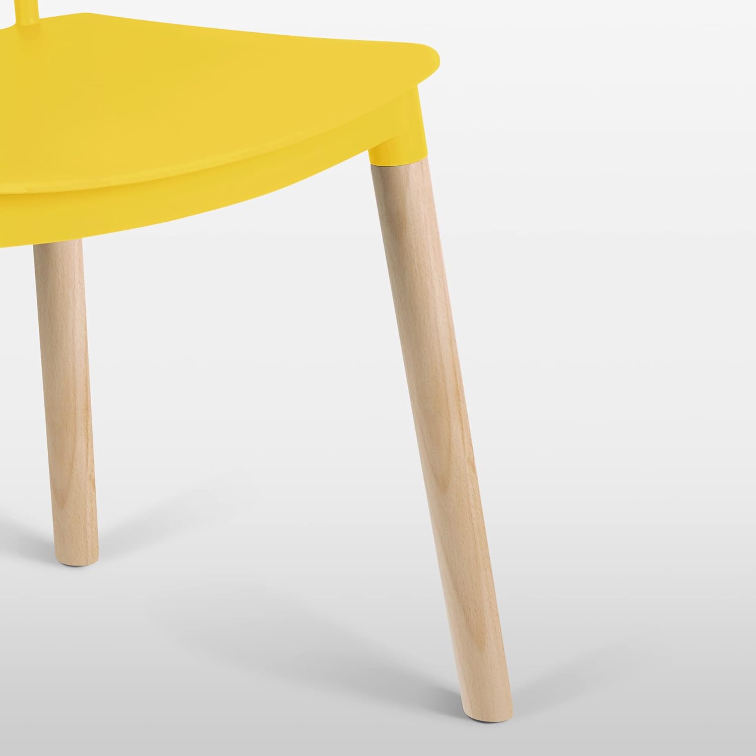 Simpol Home DSW Armless Modern Plastic Chairs with Wood Legs for Living, Bedroom, Kitchen, Dining,Lounge Waiting Room, Restaurants, Cafes, Set of 2, Yellow : Everything Else