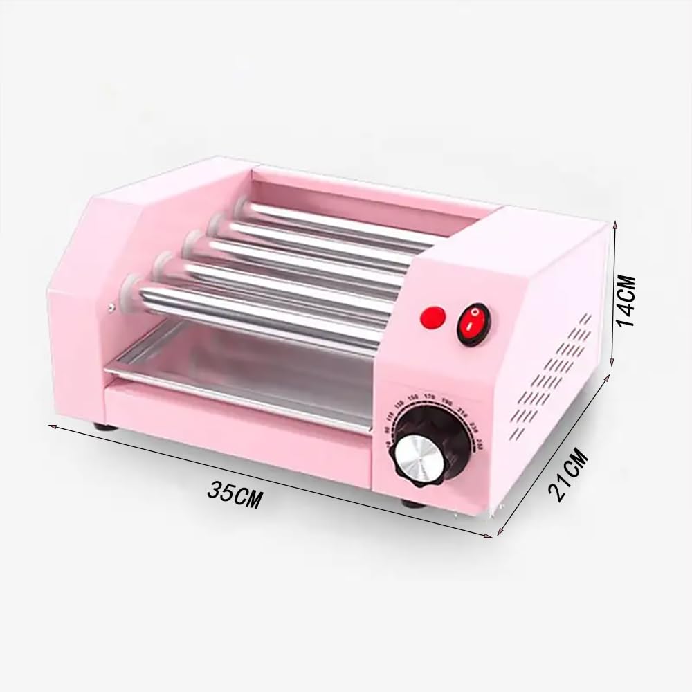 Máquina de Rodillo para Perritos Calientes, Parrilla de Rodillo multifunción, Cocina de Parrilla de jamón de 5 Rodillos, Adecuada para camión de Comida, Tienda de conveniencia