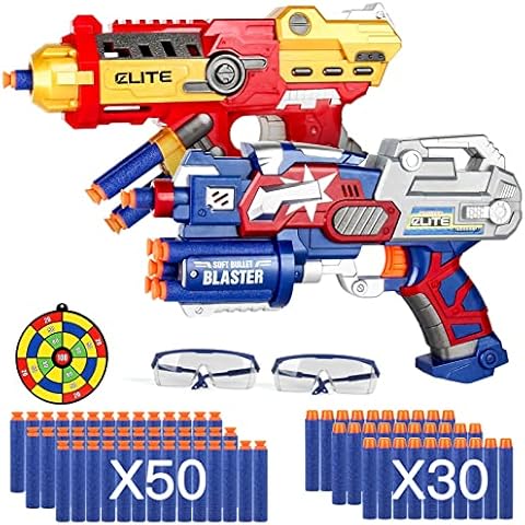 Toy Guns for Boys Kids,2 Pack Blaster Guns Toy Pistol with 80pcs Refill Foam Darts, Nerf Gun Shooting Games Toys Gifts Cover