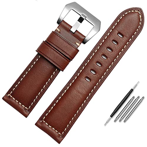 Bracelet de montre en cuir marron 26mm interchangeable boucle acier