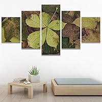 SIGNWIN 5 Panel Canvas Wall Art Modern Art Decorative Elements Expressive Leaves Multicolor Patterns Photography for Home Decorations Ready to Hang - 60