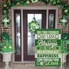 CROWNED BEAUTY St Patricks Day Blessing Garden Flag 12x18 Inch Double Sided for Outside Small Burlap Green Shamrock Holiday Yard Flag
