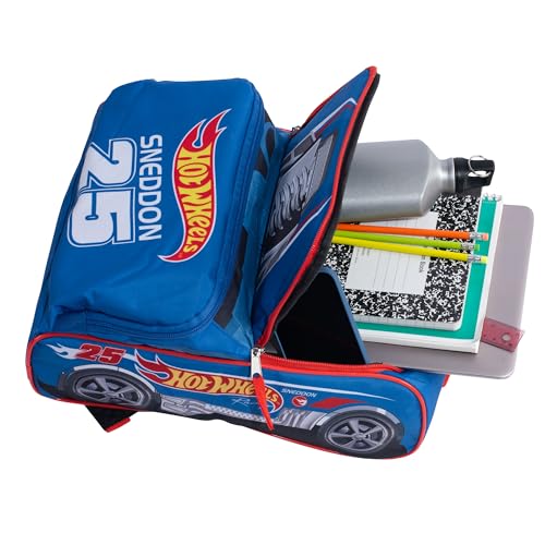 Image of AI ACCESSORY INNOVATIONS Hot Wheels Blue Sneddon #25 Twinduction Race Car Shaped 14 inch Mini Backpack, Kids School Bag, Blue