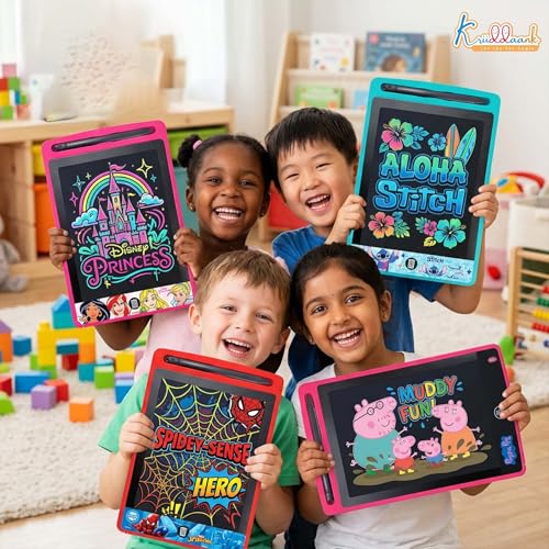 Image of Pack of 4 LCD Writing Tablet 8.5 Inch Colorful Doodle Board for Kids,Educational Electronic Drawing Pad, Reusable Learning Toy & Travel Essentials|Birthday Gift for Boys & Girls(Multicolor)