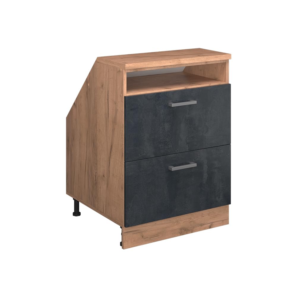 Vicco Kitchen sloped ceiling cabinet Raul, Black concrete, 60 cm — image 1