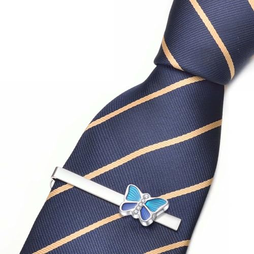 Image of Unique Insect Tie Clip for Men Bee Fish Butterfly Turtle Ladybug Novelty Tie Bar Silver Gold Animal Party Anniversary Jewelry Gift