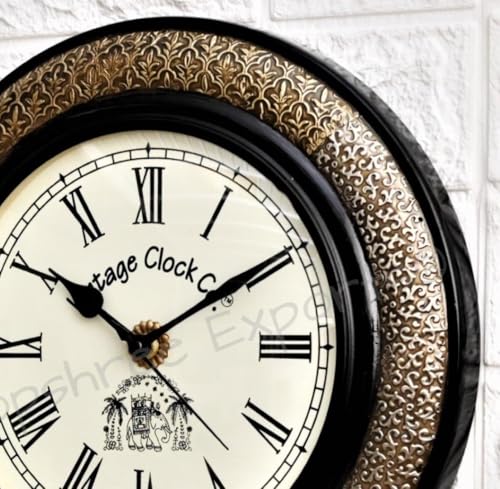 Image of Vintage Clock Brass Handcrafted Wall Clock /One Year Warranty / 1623-12-R