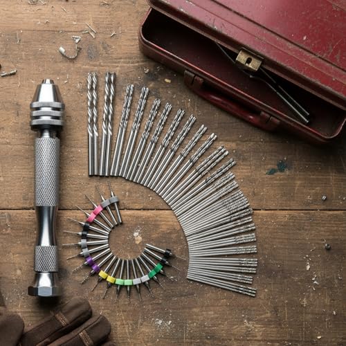 Image of Vinsot 95 Pieces Micro Hand Drill Bits, 1 Pin Vise and 94 Pieces Micro Twist and PCB Mini Drill Bits for DIY Wood Jewelry Resin Beads Polymer Clay Craft Model Making(Silver)