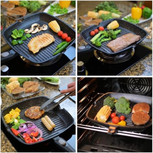 Chef Wonderful Antihaft (28cm) Grillpfanne für Induktionsherd, Marmorbeschichtung & abnehmbarer Griff… – Ansicht 4