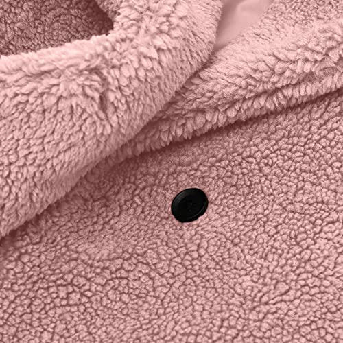 Baby Girls 𝗦𝗵erpa Coat Long Sleeve Lapel Button Windproof Mid Jacket Winter Thick Warm Outerwear with Pocket4