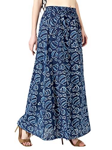Image of POPWINGS Casual Ethnic Bagru Print Long Slit Skirts for Women || Cotton Long Slit Skirt for Women || Stylish Women Long Skirt for Summer