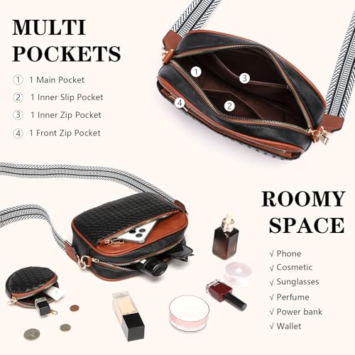 Image of Crossbody Bags for Women Vegan Leather Small Purses with Detachable Coin Pouch Adjustable Guitar Wide Strap
