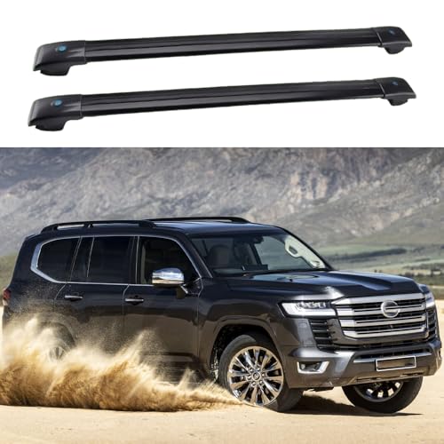 2 barras transversales de techo con cerradura para 2024 Land Cruiser portaequipajes barras transversales de aluminio (negro)