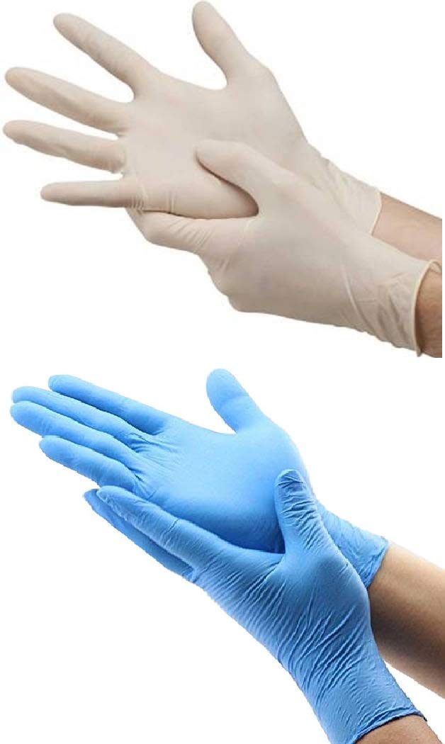 MAHVI TOYS Pack of Non-Sterile Powder Free Nitrile(20 gloves) & Latex Powdered (20 gloves) Medical Examination Disposable Hand Gloves to Prevent Hand from Infection(Total – 40 Gloves) MAHVI TOYS Pack of Non-Sterile Powder Free Nitrile(20 gloves) & Latex Powdered (20 gloves) Medical Examination Disposable Hand Gloves to Prevent Hand from Infection(Total – 40 Gloves)