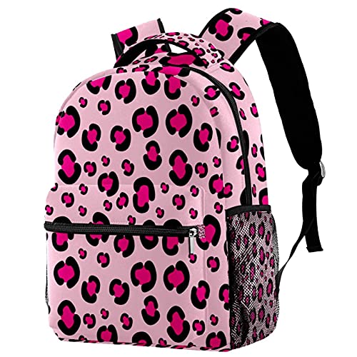 Sac à dos campus motif léopard rose pour les sorties et cours