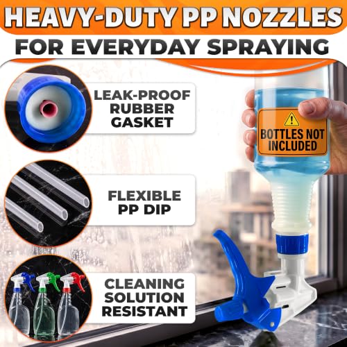 Image of 6 Pcs Spray Bottle Nozzle Replacement Pack - Heavy Duty Leak-Proof Trigger Sprayer for Cleaning, Garden, Pet Care, Auto Detailing & Kitchen - Fits 8, 16, 24, 32 oz Bottles, 28-400 Thread (Multicolor)