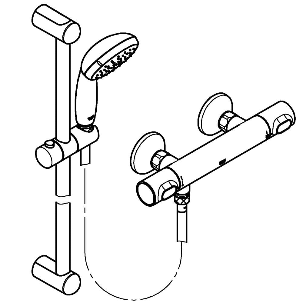 GROHE Thermostat-Brausebatterie Grohtherm 500 34796, Wandmontage, mit Tempesta Brausegarnitur 900mm (27 854), chrom
